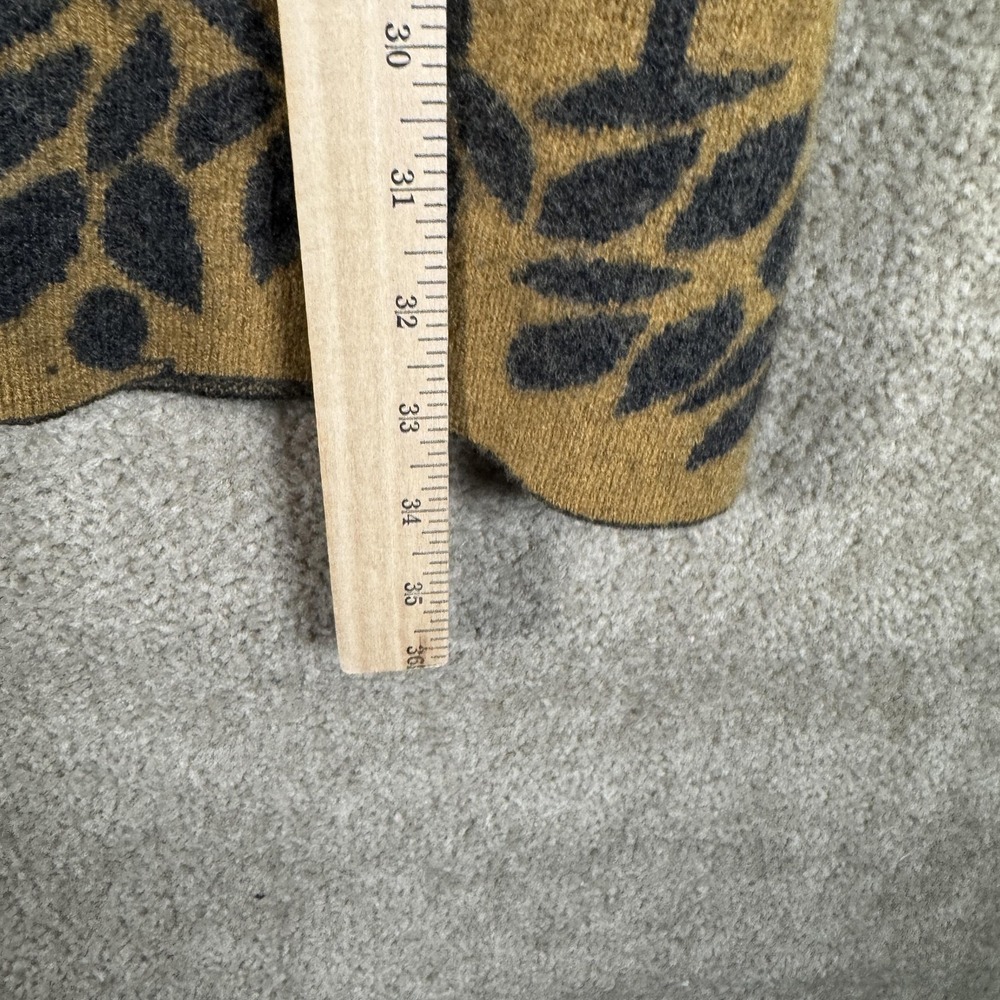 Icelandic Design Sweater Womens Small Gray Mustard‎ Wool Blend Cardigan Coatigan - Picture 4 of 10